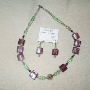 NWT Imported fancy glass necklace & earring set